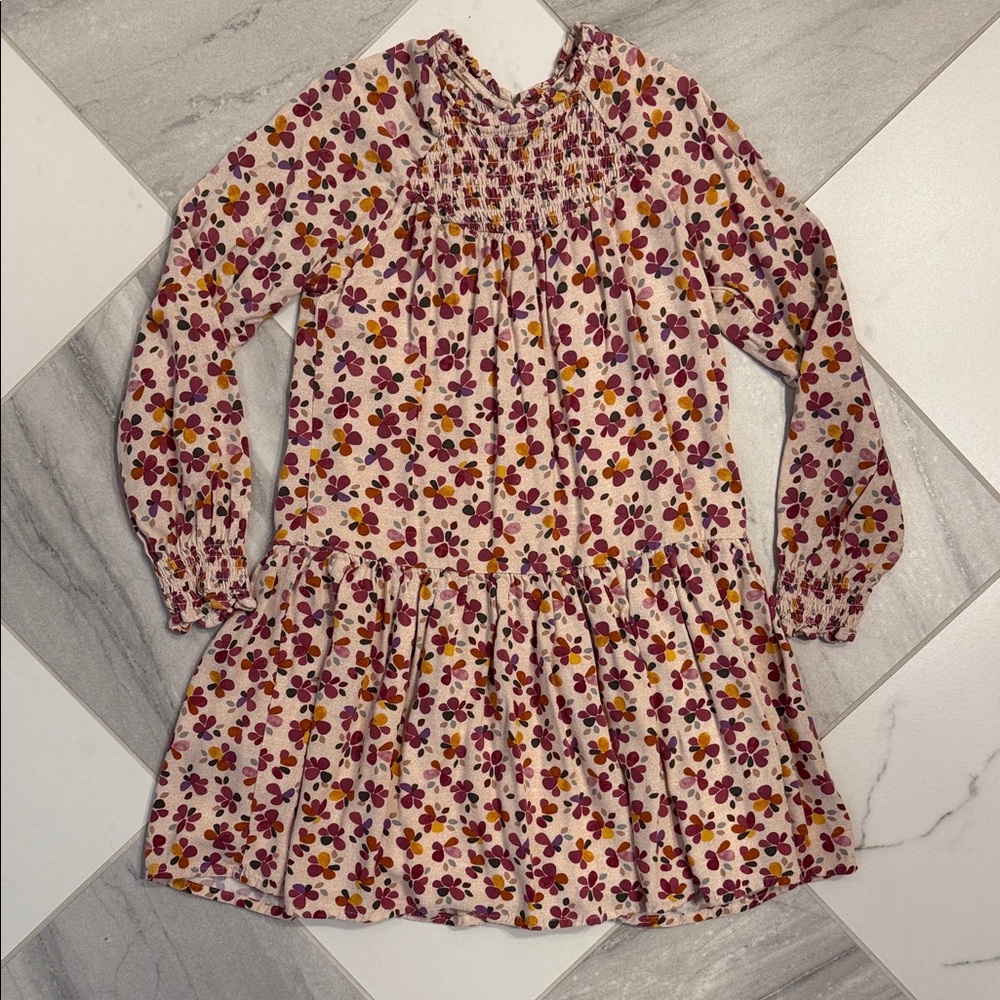 Mayoral Floral Dress - Orange and Purple Geometric Floral Print